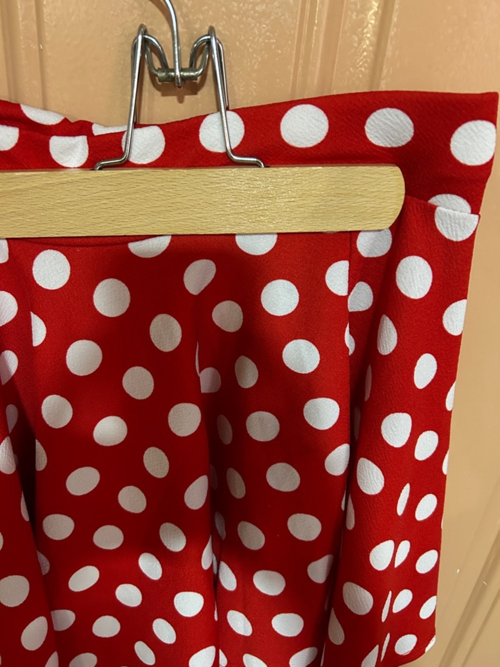 Red Polka Dot Skater Skirt - Women's Flared Mini size M - Picture 3 of 5